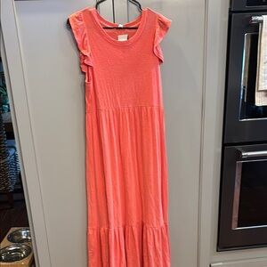 NWT Sundry Coral Ruffle sleeve Maxi Dress size 1  Retail $178